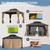 Hardtop Gazebo Outdoor Aluminum Gazebos Grill with Galvanized Steel Double Canopy for Patios Deck Backyard,Curtains&Netting