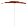 Garden Half Parasol with Pole 70.9"x35.4" Terracotta