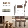 Set of 2 Patio Wicker Barstools, Outdoor Bar Height Chairs with Seat Cushions & Footrests for Patio Porch Backyard Living Room Balcony, Brown Gradient
