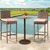 Set of 2 Patio Wicker Barstools, Outdoor Bar Height Chairs with Seat Cushions & Footrests for Patio Porch Backyard Living Room Balcony, Brown Gradient