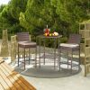 Set of 2 Patio Wicker Barstools, Outdoor Bar Height Chairs with Seat Cushions & Footrests for Patio Porch Backyard Living Room Balcony, Brown Gradient