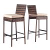 Set of 2 Patio Wicker Barstools, Outdoor Bar Height Chairs with Seat Cushions & Footrests for Patio Porch Backyard Living Room Balcony, Brown Gradient