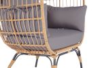 Wicker Egg Chair, Oversized Indoor Outdoor Lounger for Patio, Backyard, Living Room w/ 5 Cushions, Steel Frame