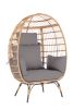 Wicker Egg Chair, Oversized Indoor Outdoor Lounger for Patio, Backyard, Living Room w/ 5 Cushions, Steel Frame