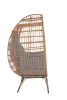 Wicker Egg Chair, Oversized Indoor Outdoor Lounger for Patio, Backyard, Living Room w/ 5 Cushions, Steel Frame