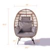 Wicker Egg Chair, Oversized Indoor Outdoor Lounger for Patio, Backyard, Living Room w/ 5 Cushions, Steel Frame