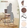 Set of 2 Patio Wicker Barstools, Outdoor Bar Height Chairs with Seat Cushions & Footrests for Patio Porch Backyard Living Room Balcony, Brown Gradient
