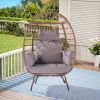 Wicker Egg Chair, Oversized Indoor Outdoor Lounger for Patio, Backyard, Living Room w/ 5 Cushions, Steel Frame