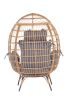 Wicker Egg Chair, Oversized Indoor Outdoor Lounger for Patio, Backyard, Living Room w/ 5 Cushions, Steel Frame
