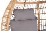 Wicker Egg Chair, Oversized Indoor Outdoor Lounger for Patio, Backyard, Living Room w/ 5 Cushions, Steel Frame