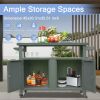 Grill Carts Outdoor Storage Cabinet with Wheels, Metal Outdoor Grill Table Kitchen Dining Table Cooking Prep BBQ Table for Patio, Kitchen Island, Home